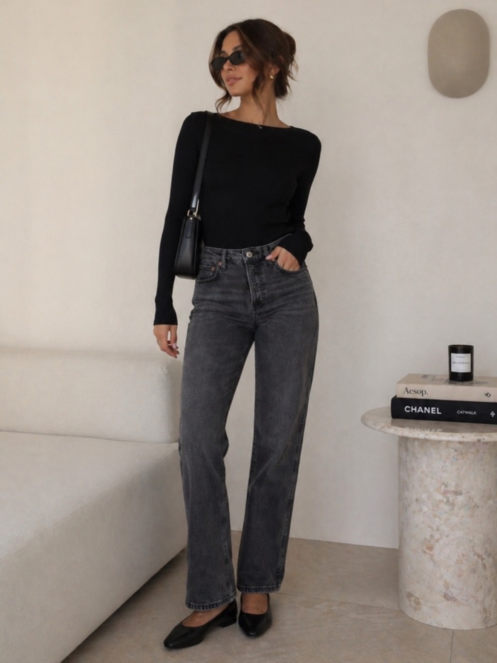 Zara High Rise Straight Leg Jeans Gray Rigid Denim Size 0
